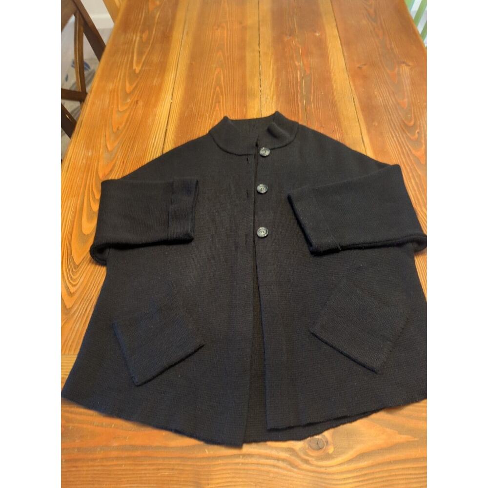 Cocogio Italy Cardigan Sweater Women's‎ M Black 3 Button Front 50 Percent Merino